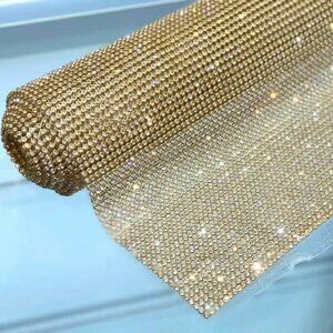 Hotfix Rhinestone Aluminum Mesh Roll; Gold Base; Arts & Crafts